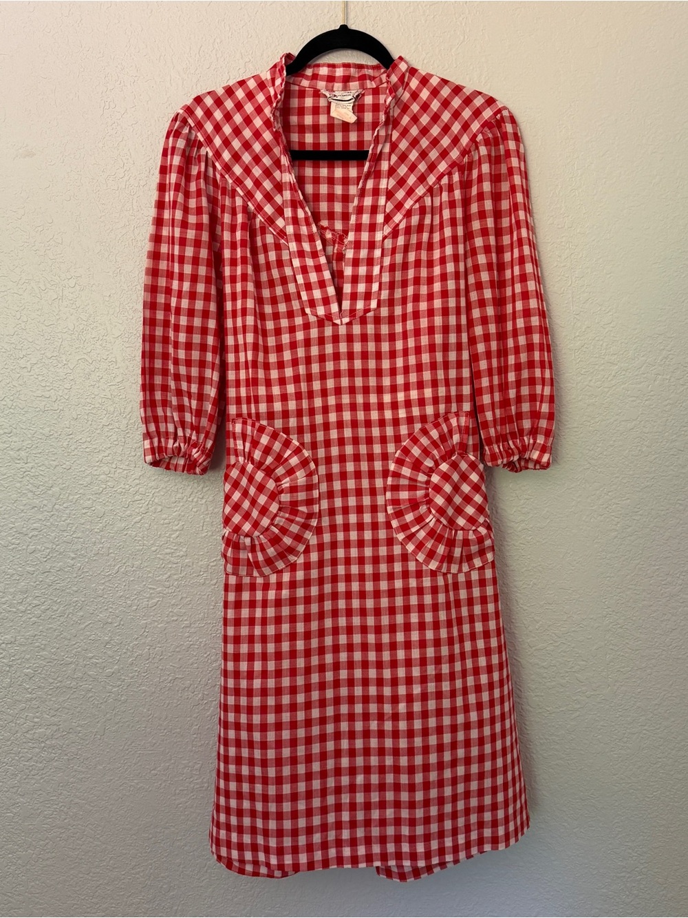 Vintage 1970s Red Gingham A line Shift Dress - Picture 14 of 14